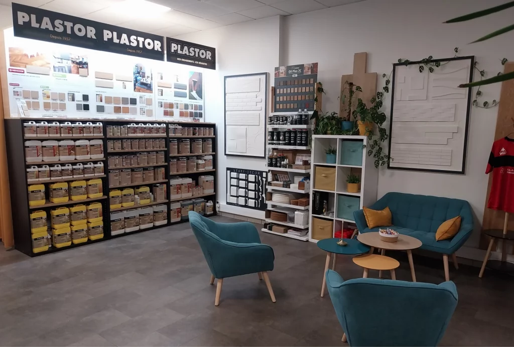 Magasin de produits de finition et entretien parquets (vernis, vitrificateurs, huiles, savons, etc) et d'accessoires : plinthes, seuils etc